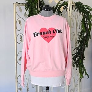 Wild Fox Pink Graphic Pink Crewneck Sweatshirt Brunch Club New with tags